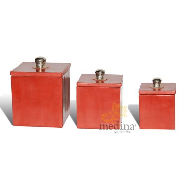 Boite tadelakt carré rouge brique Boite tadelakt carré rouge brique