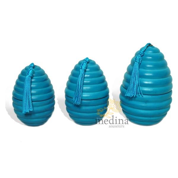 Bougies parfumés oeufs rainures en tadelakt turquoise