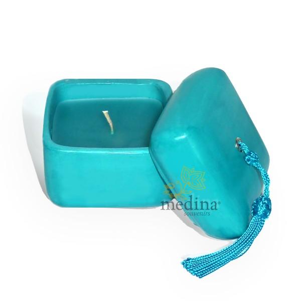 Bougie parfumée tadelakt carré turquoise