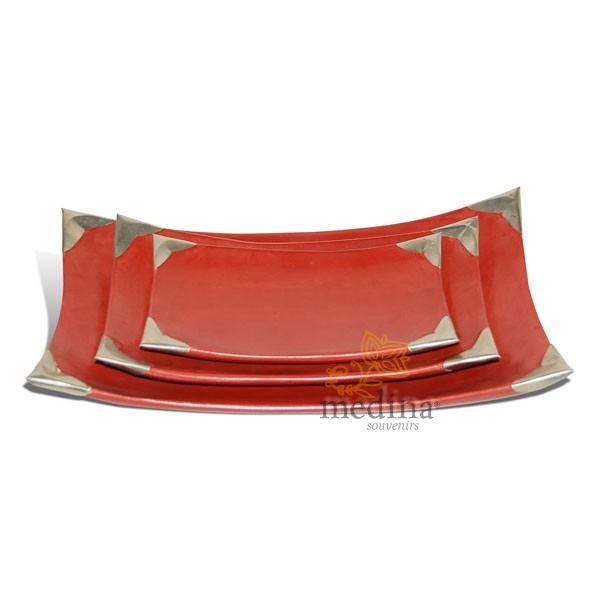 Assiettes tadelakt rectangulaires rouge brique