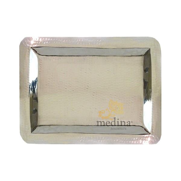 Grand plateau rectangulaire argent martelé