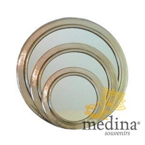 Miroir rond en métal martelé