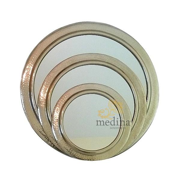 Miroir rond en métal martelé
