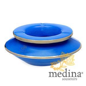 Grand cendrier marocain tadelakt large bleu, grand cendrier design 100% fait main, avec couvercle stop fumée