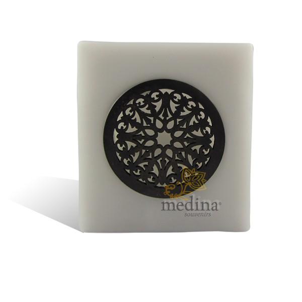 Photophore cube motif rosace en gris