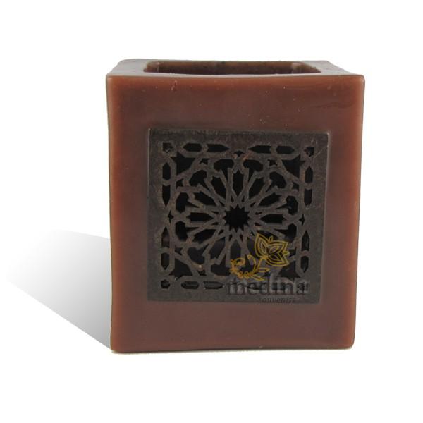 Photophore cube chocolat motif carré mouchaibieh
