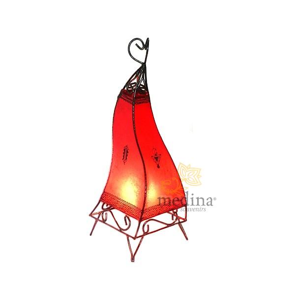 Lanterne beldi en fer forgé et peau rouge