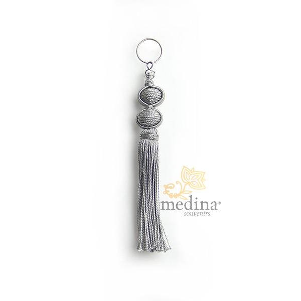 Porte cles Marina, porte cle en soie couleur Gris