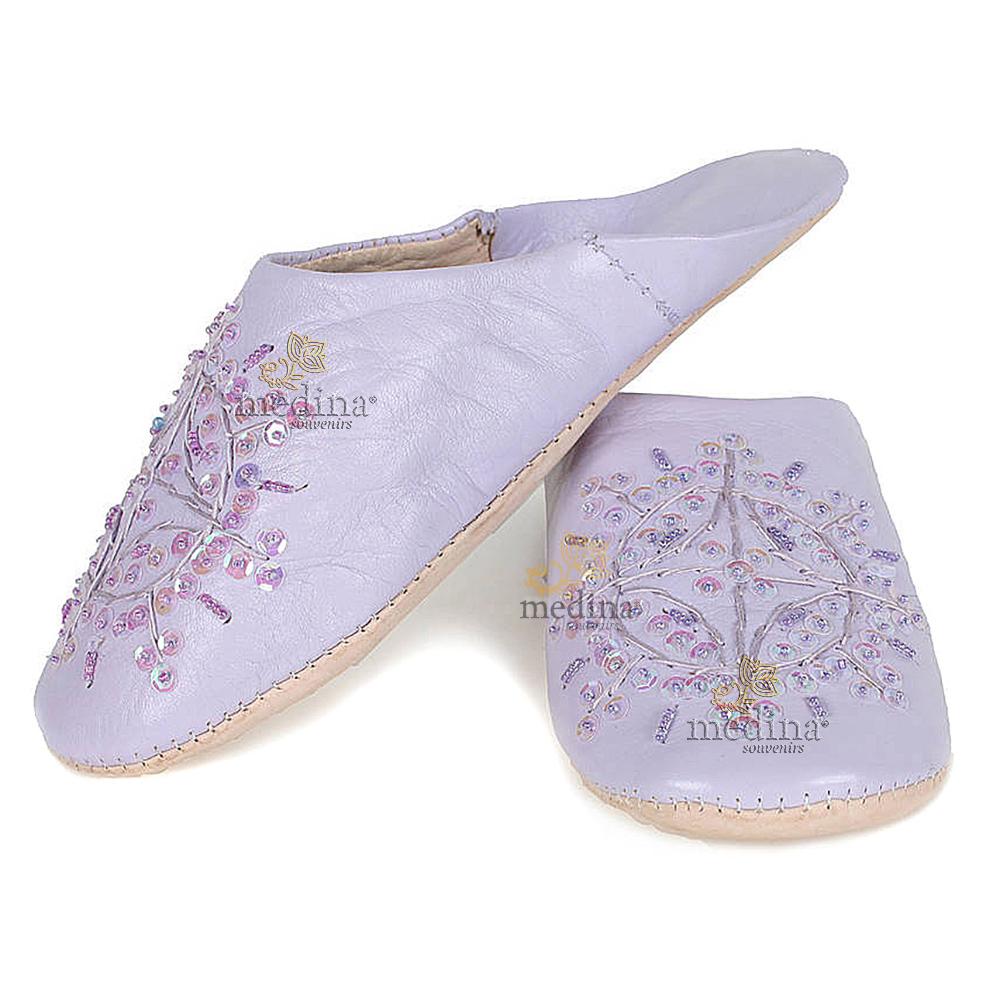 Babouche marocaine originales Paloma violet, pantoufles alliant du confort et de l'élégance, chaussons cousus main