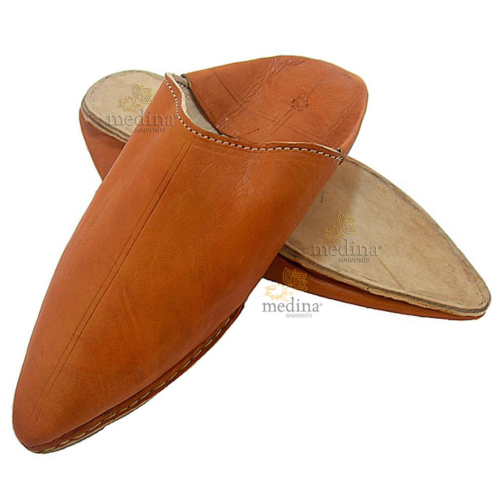 Babouche Homme et Femme traditionnel caramel babouche de Marrakech à bout pointu chaussons cousus main mocassins mixtes