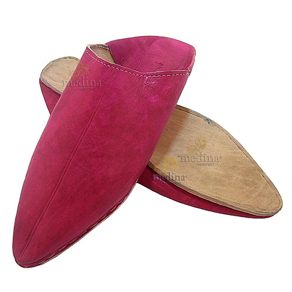 Babouche Homme et Femme traditionnel fushia babouche de Marrakech à bout pointu chaussons cousus main mocassins mixtes