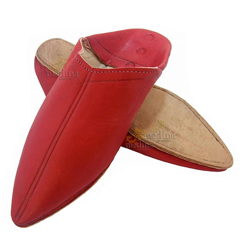 Babouche Homme et Femme traditionnel rouge babouche de Marrakech à bout pointu chaussons cousus main mocassins mixtes