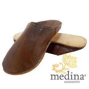 Babouche Homme et Femme traditionnel marron babouche de Marrakech à bout rond chaussons cousus main mocassins mixtes