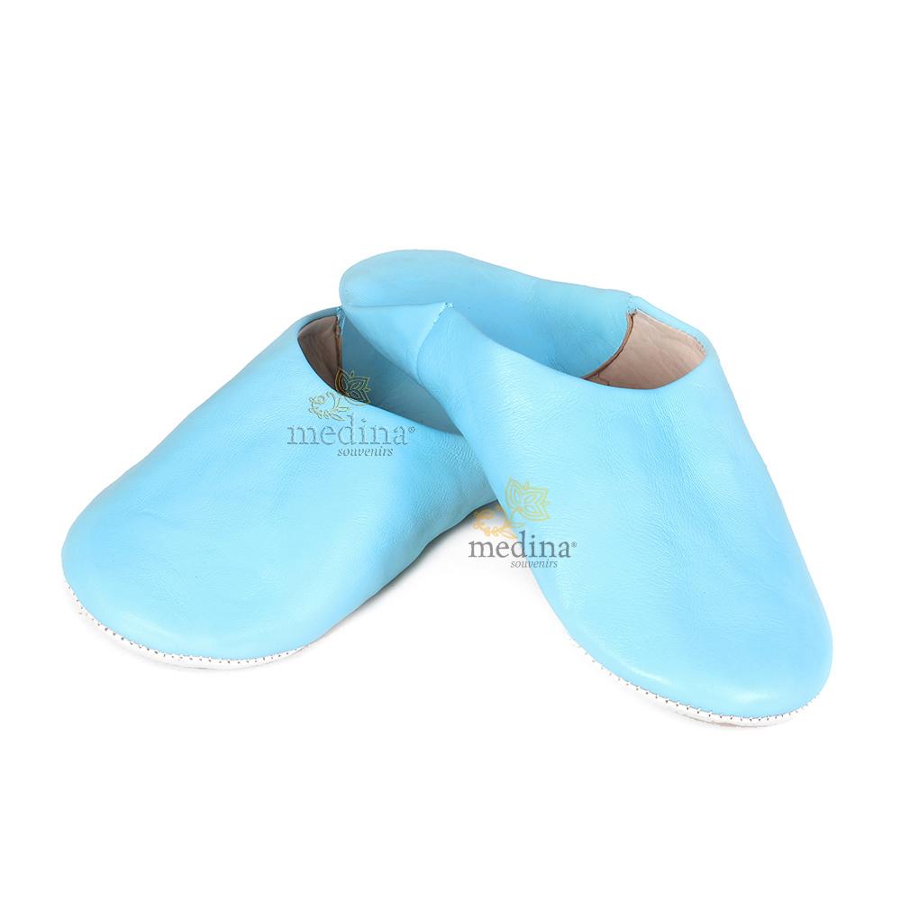 Babouche Kenza bleu ciel Babouche marocaine en cuir véritable pantoufles alliant confort et élégance