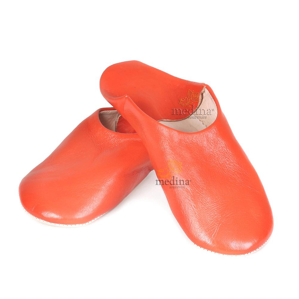 Babouche Kenza orange Babouche marocaine en cuir véritable pantoufles alliant confort et élégance