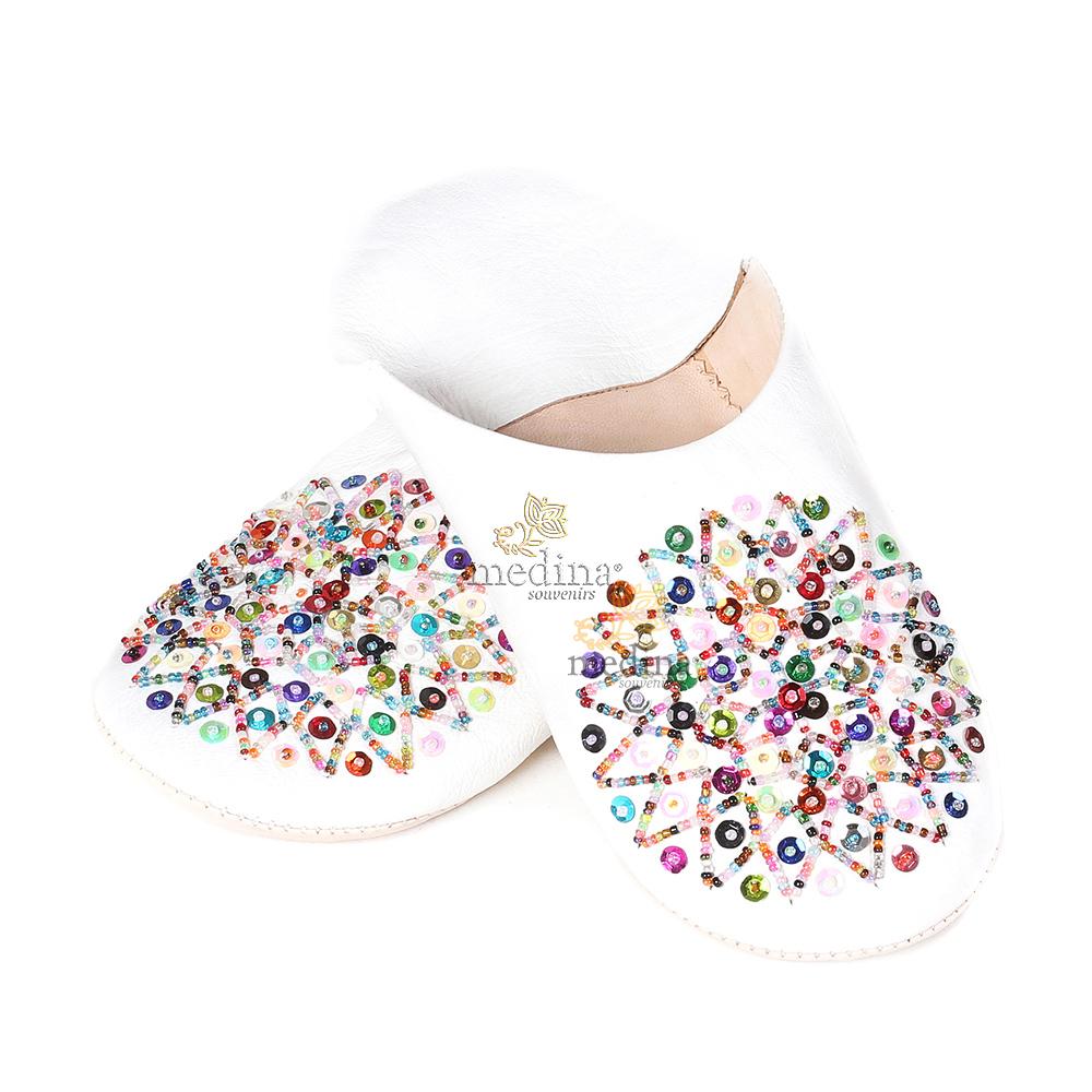 Babouche Essaouira blanc babouche marocaine en cuir veritable chaussons cousus main mocassins femme pantoufles confortables