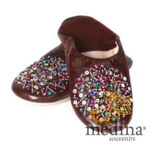 Babouche Essaouira marron babouche marocaine en cuir veritable chaussons cousus main mocassins femme pantoufles confortables