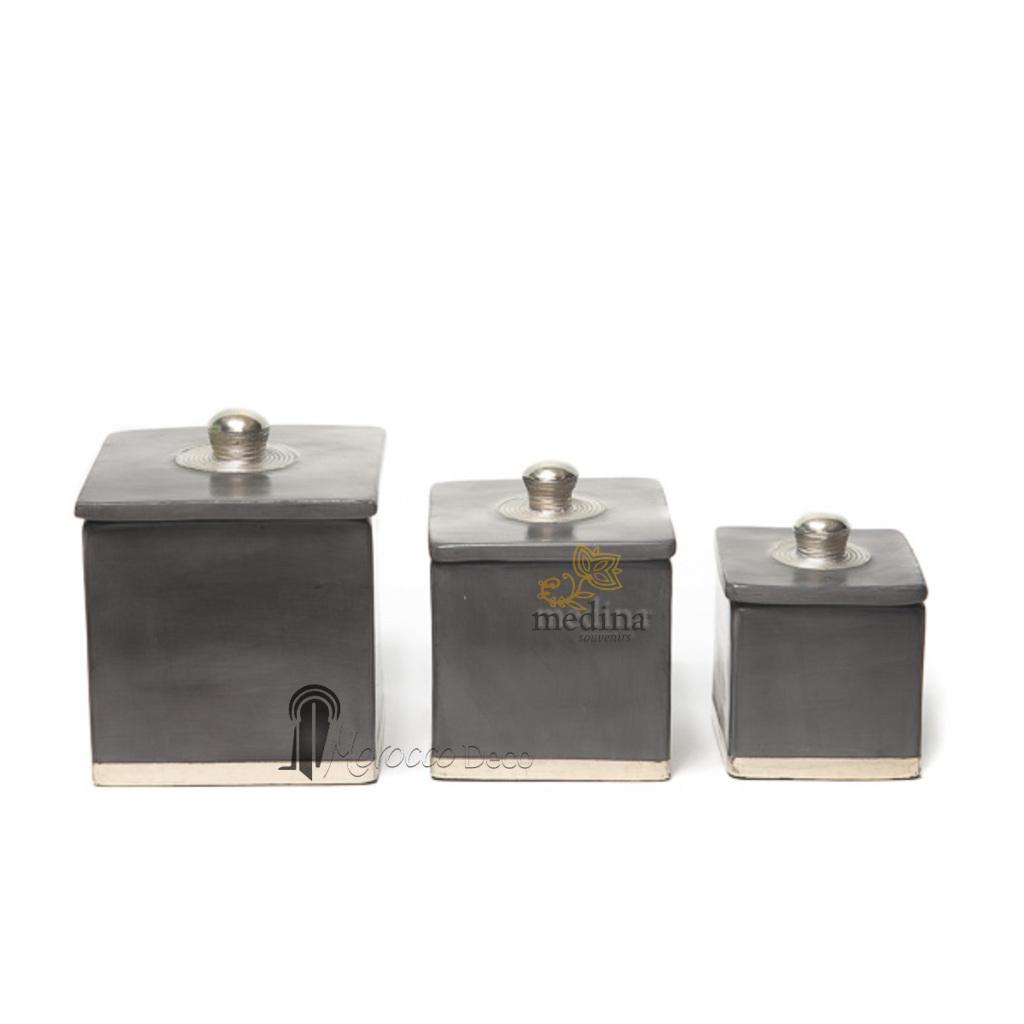 Boite tadelakt carré gris
