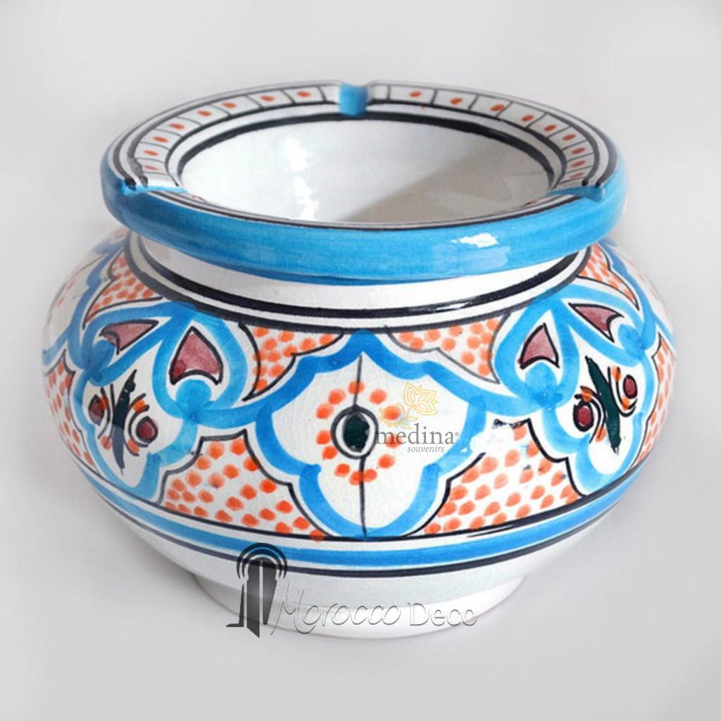 Cendrier marocain fait main bleu et orange