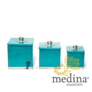 Boite tadelakt carrée turquoise
