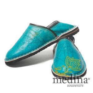 Babouche Touareg enfant mixte turquoise, babouches confortables et solides, chaussons marocaines robustes