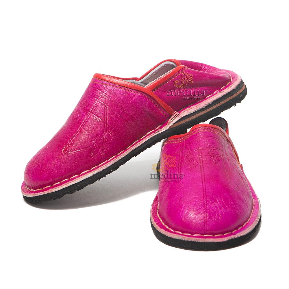 Babouche Touareg enfant mixte couleur fuschia, babouches confortables et solides, chaussons robustes