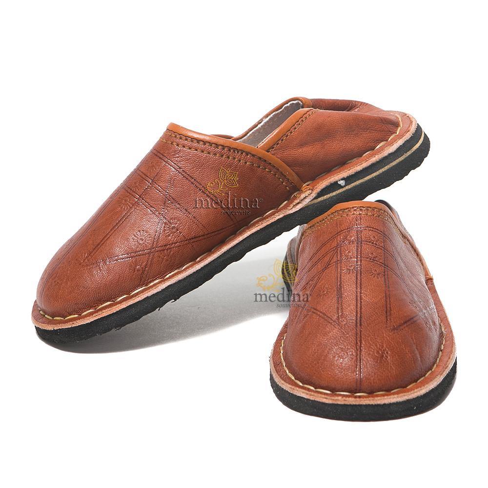 Babouche Touareg enfant mixte couleur camel, babouches confortables et solides, chaussons robustes