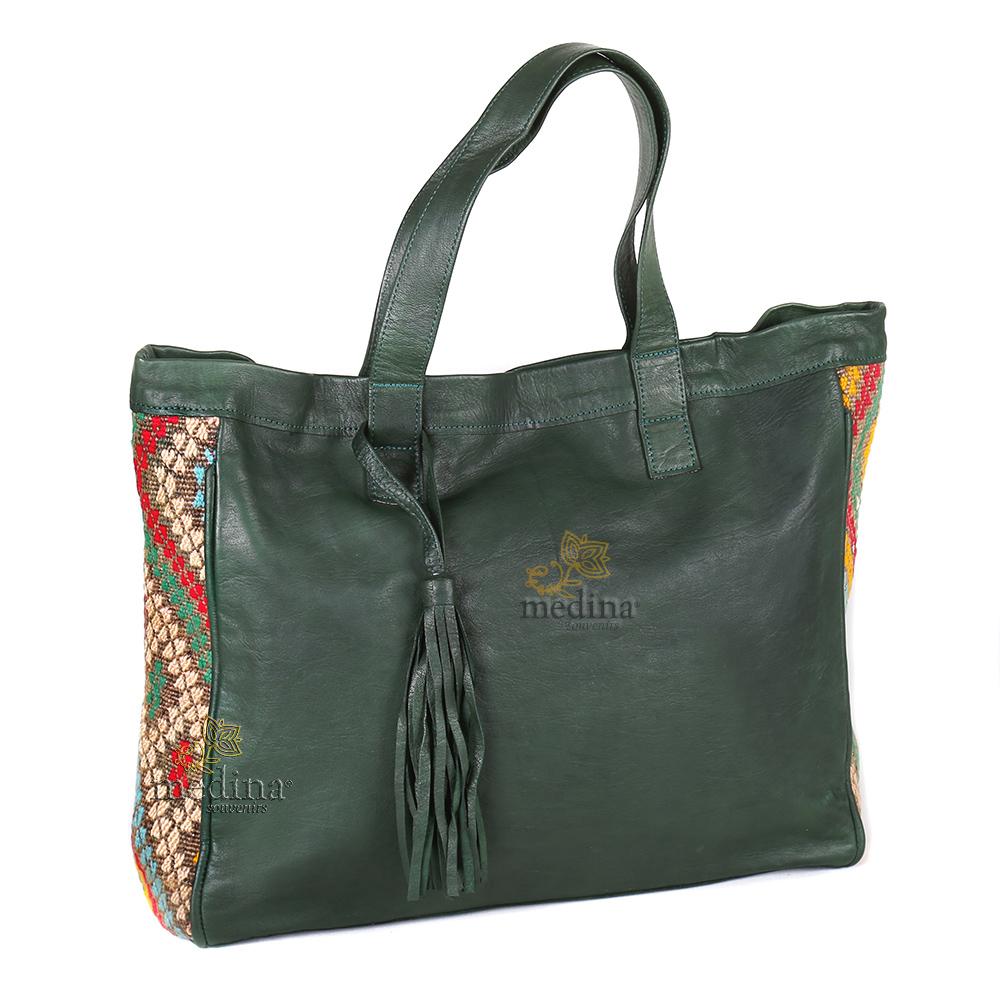 Sac à main style cabas kilim noir
