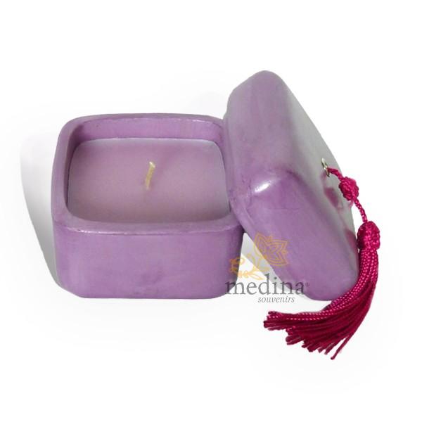 Bougie parfumée tadelakt carré violet