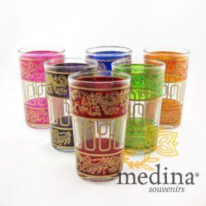 Verres a thé sablé et son etuis de maillechort cerclé