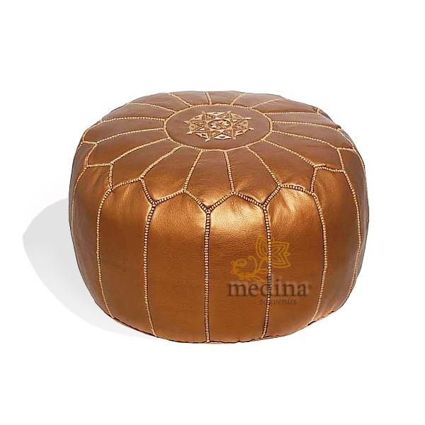 Pouf design cuir marocain Cuivre