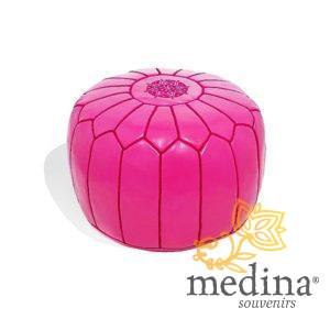 Pouf design cuir marocain Rose