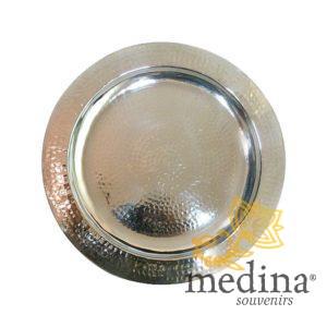 Plateau rond argent martelé