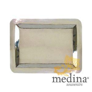 Grand plateau rectangulaire argent martelé