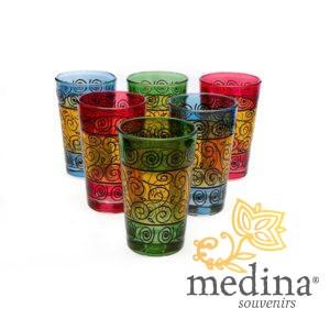 Verres a thé décorés au henné couleurs variées