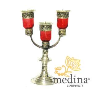 Bougeoire trois branches gravé couleur rouge