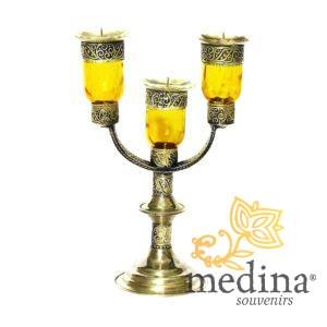 Bougeoire trois branches gravé couleur jaune