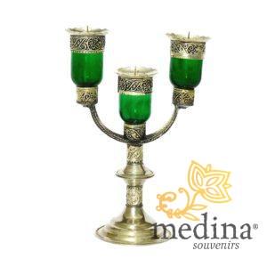 Bougeoire trois branches gravé couleur vert