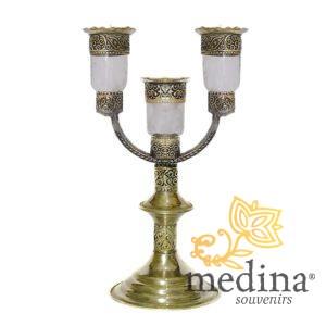 Bougeoire trois branches gravé couleur blanc