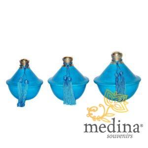 Tagine turquoise en tadelak et métal argenté