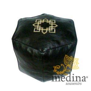 Pouf marocain hexagonale noir