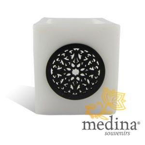 Photophore cube motif rosace en blanc