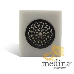 Photophore cube motif rosace en gris