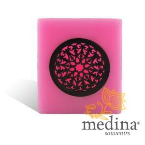 Photophore cube motif rosace en rose