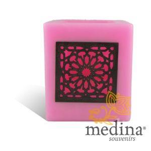 Photophore cube rose motif carré mouchaibieh