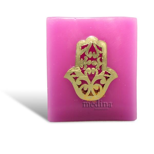 Photophore cube rose main fatima en dorée