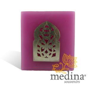 Photophore rose cube motif porte arcade métal