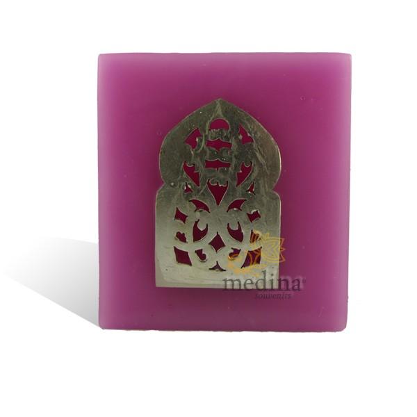 Photophore rose cube motif porte arcade métal