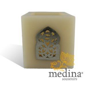 Photophore saumon cube motif porte arcade métal