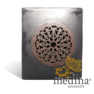 Photophore cube motif rosace en noir